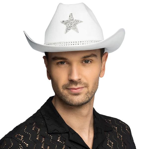 Cowboyhatt med Stjerne Hvit