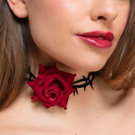 Choker Rød Rose & Torner