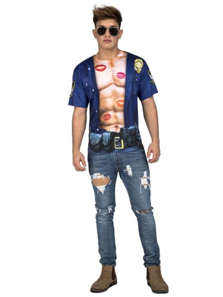 Muscular Policeman Fotorealistisk T-Skjorte