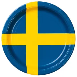 Papptallerkener Svenske Flagg 8-pakning