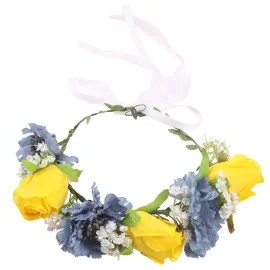 Blomsterkrans Hvit/Gul/Bl&aring;
