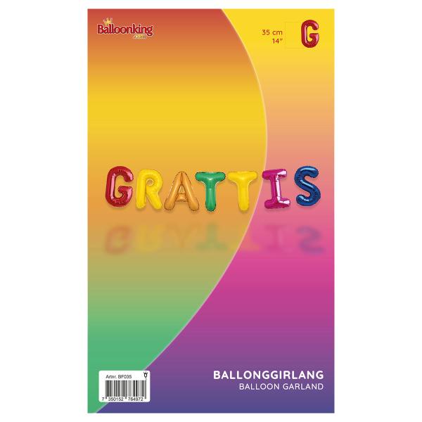 Ballonggirlander Grattis Flerfarget 35 cm