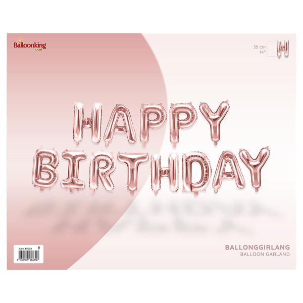 Ballonggirlander Happy Birthday Rosegull 35 cm