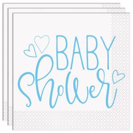 Baby Shower Servietter Lyseblå og Hvite