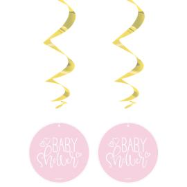 Baby Shower Swirls Lyserosa & Metallic Gull