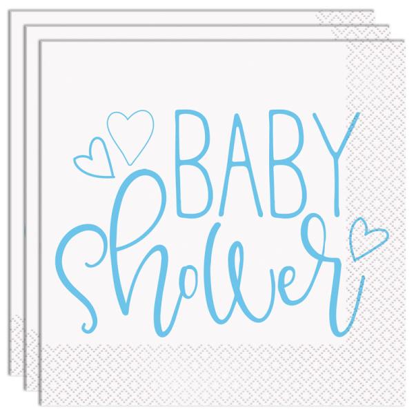 Baby Shower Servietter Lyseblå og Hvite