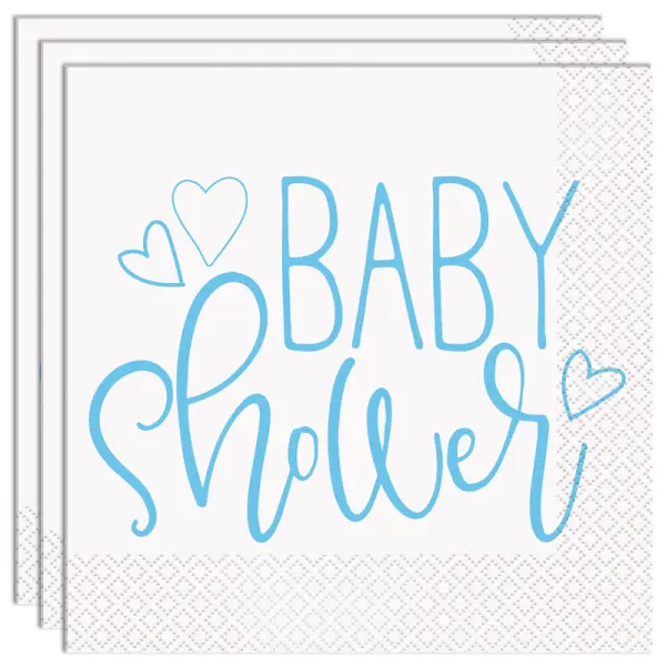 Baby Shower Servietter Lyseblå og Hvite