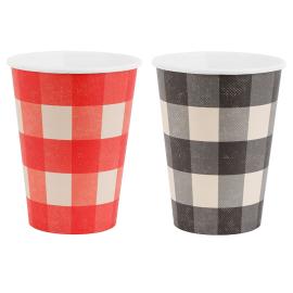 Rutete Pappkopper Svart og R&oslash;d 6-pakning