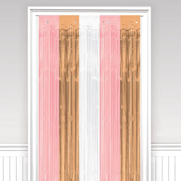 Glittergardin Rosegull/Hvit/Rosa