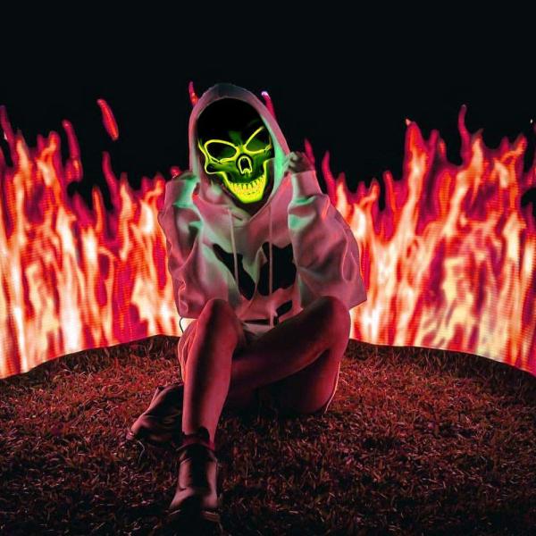 Dødningehode LED-Maske Rød