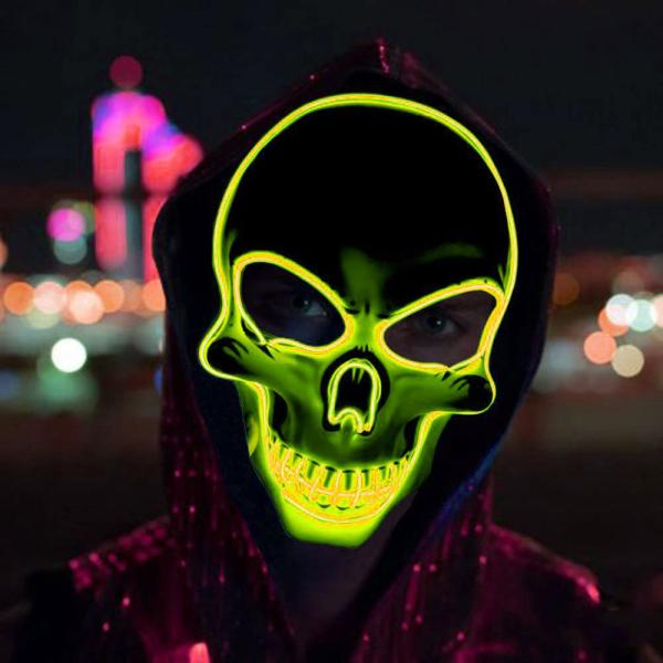 Dødningehode LED-Maske Gul