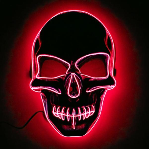 Dødningehode LED-Maske Rød