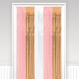 Glittergardin Rosegull/Hvit/Rosa