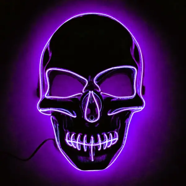 Dødningehode LED-Maske Lilla