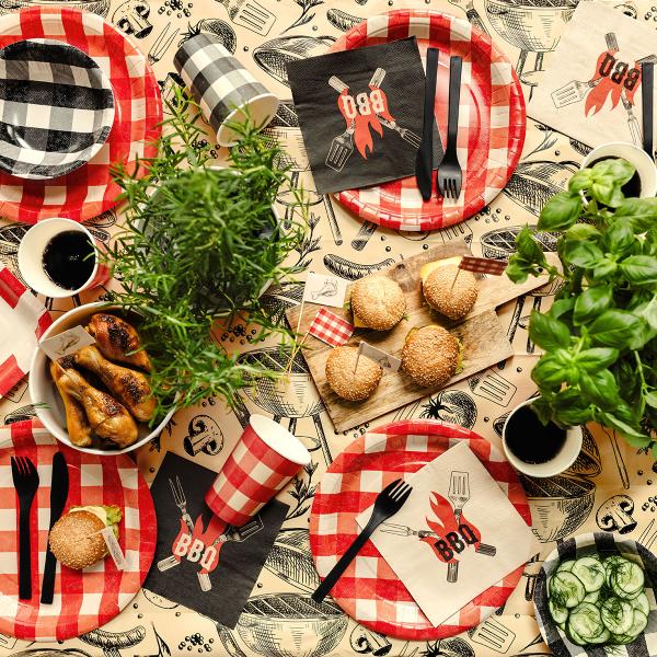 Rutete Pappkopper Svart og Rød 6-pakning