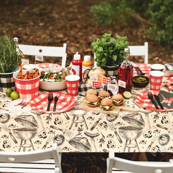 Rutete Pappkopper Svart og Rød 6-pakning