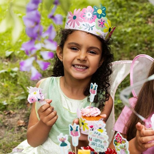 Papirkrone Fargerike Blomster 6-pakning