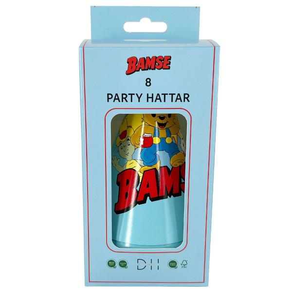 Partyhatter Bamse 8-pakning