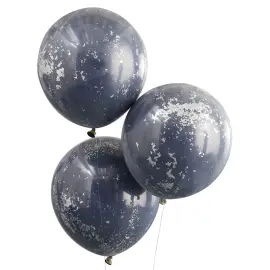 Marinebl&aring; Konfettiballonger Double Layer