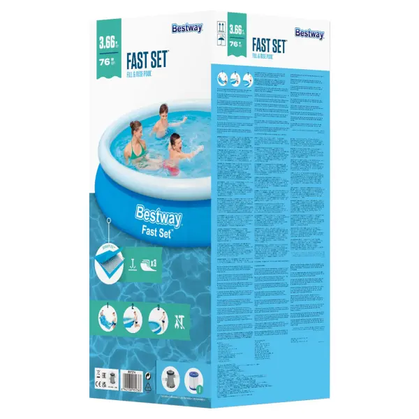 Bestway Oppblåsbart Basseng med Filter Fast Set Blått 3 m