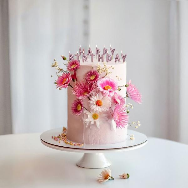 Bokstavlys Happy Birthday Rosegull