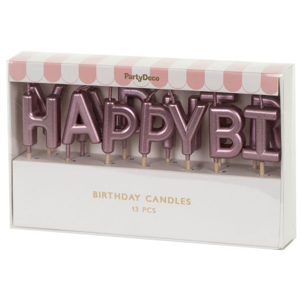 Bokstavlys Happy Birthday Rosegull