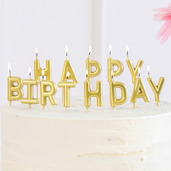 Happy Birthday Bokstavlys Gull