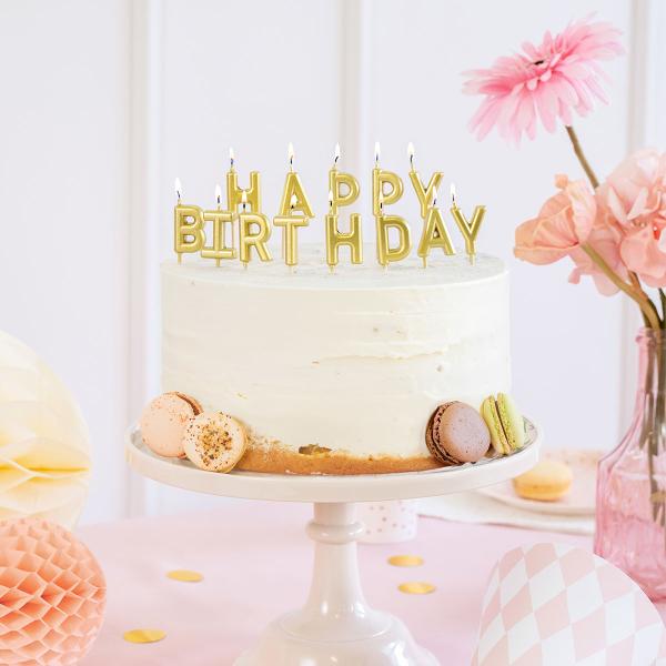 Happy Birthday Bokstavlys Gull