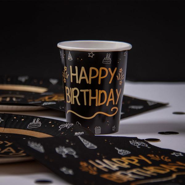 Papirservietter Happy Birthday Svart 16-pakning