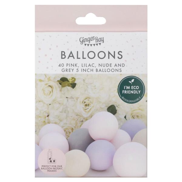 Miniballonger Rosa/Grå/Nude/Lilla