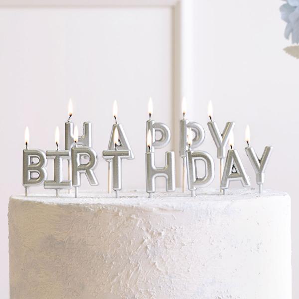 Happy Birthday Bokstavlys Sølv