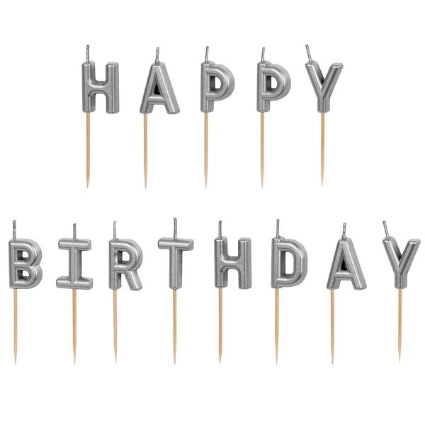 Happy Birthday Bokstavlys Sølv