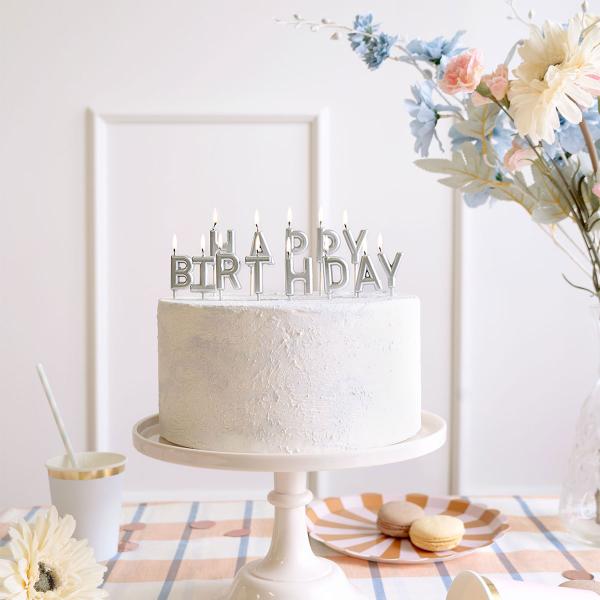 Happy Birthday Bokstavlys Sølv