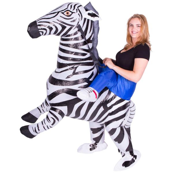 Oppblåsbart Ridende Zebra Kostyme
