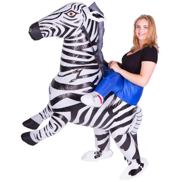 Oppblåsbart Ridende Zebra Kostyme