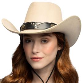 Cowboyhatt Oksehode Beige