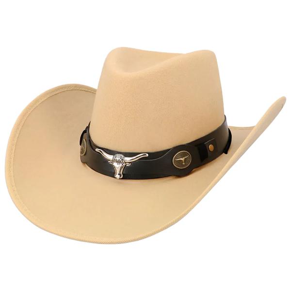Cowboyhatt Oksehode Beige