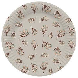 Papptallerkener Blomstring Beige 8-pakning