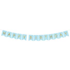 Happy Birthday Girlander Lyseblå & Gull
