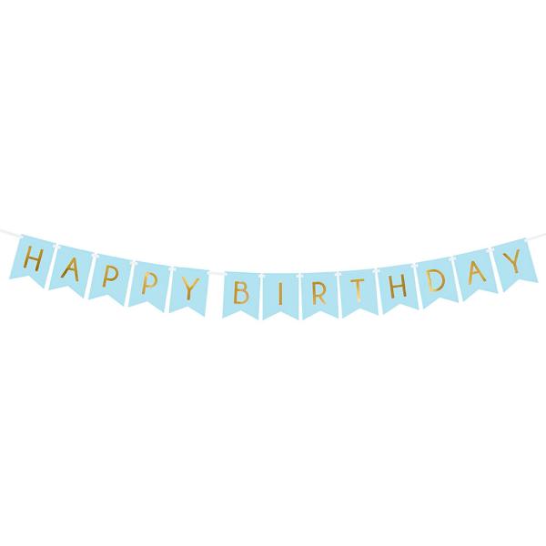 Happy Birthday Girlander Lyseblå & Gull