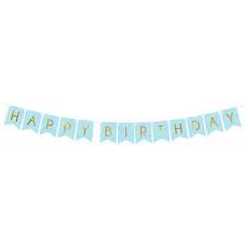 Happy Birthday Girlander Lyseblå & Gull