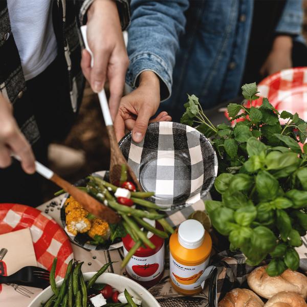 Rutete Pappskåler Svart 6-pakning