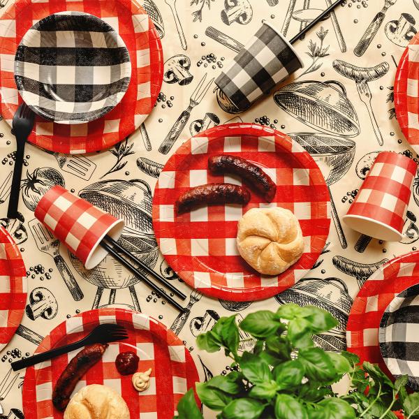 Rutete Pappskåler Svart 6-pakning