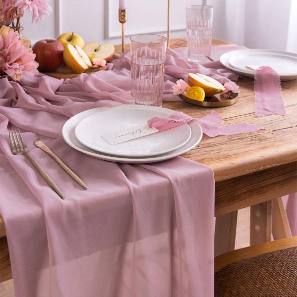 Chiffon Bordløper Lavendelrosa