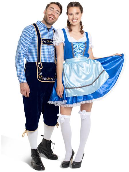 Oktoberfest Dirndl Kjole Blå Deluxe
