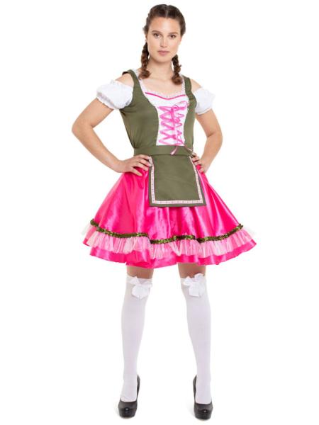 Oktoberfest Dirndl Kjole Rosa Deluxe