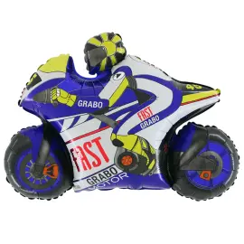 Folieballong Bl&aring; Motorsykkel