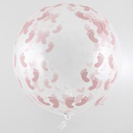 Rund Folieballong med Rosa Fotavtrykk