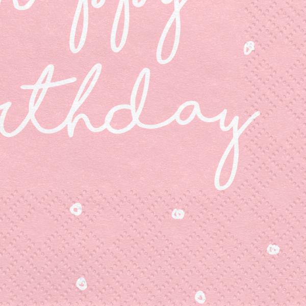 Happy Birthday Servietter med Prikker Rosa