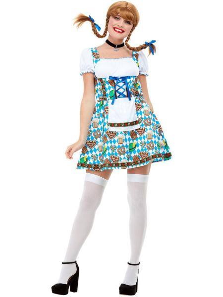 Oktoberfest Kjole Øl & Kringler Kostyme